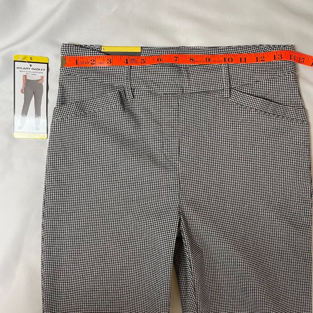 Hilary Radley Houndstooth Ankle Pants Black White Pull on Style Size S - Picture 6 of 8